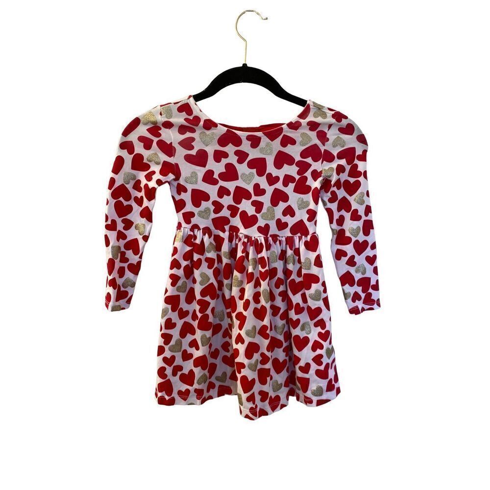 Tommy Bahama toddler girls, heart, glitter, red and gold dress bow back size 3 ￼